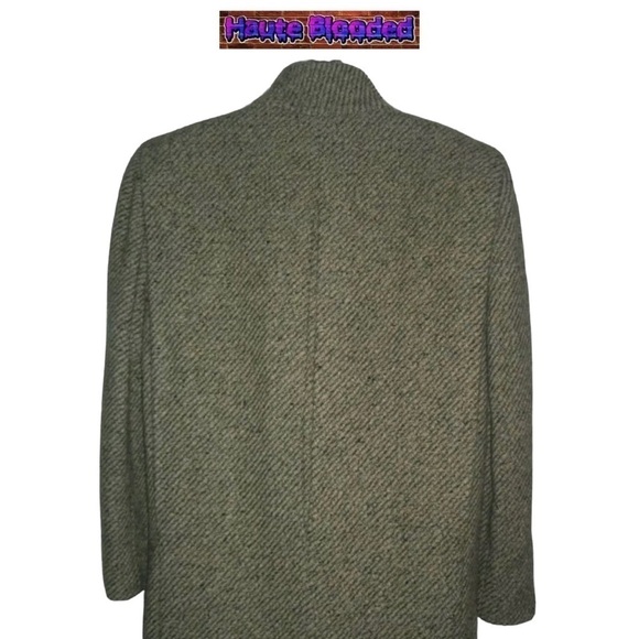 Vintage 80's Saxton Hall Floor Length Virgin Wool Herringbone Dark Academia Coat - Picture 10 of 16
